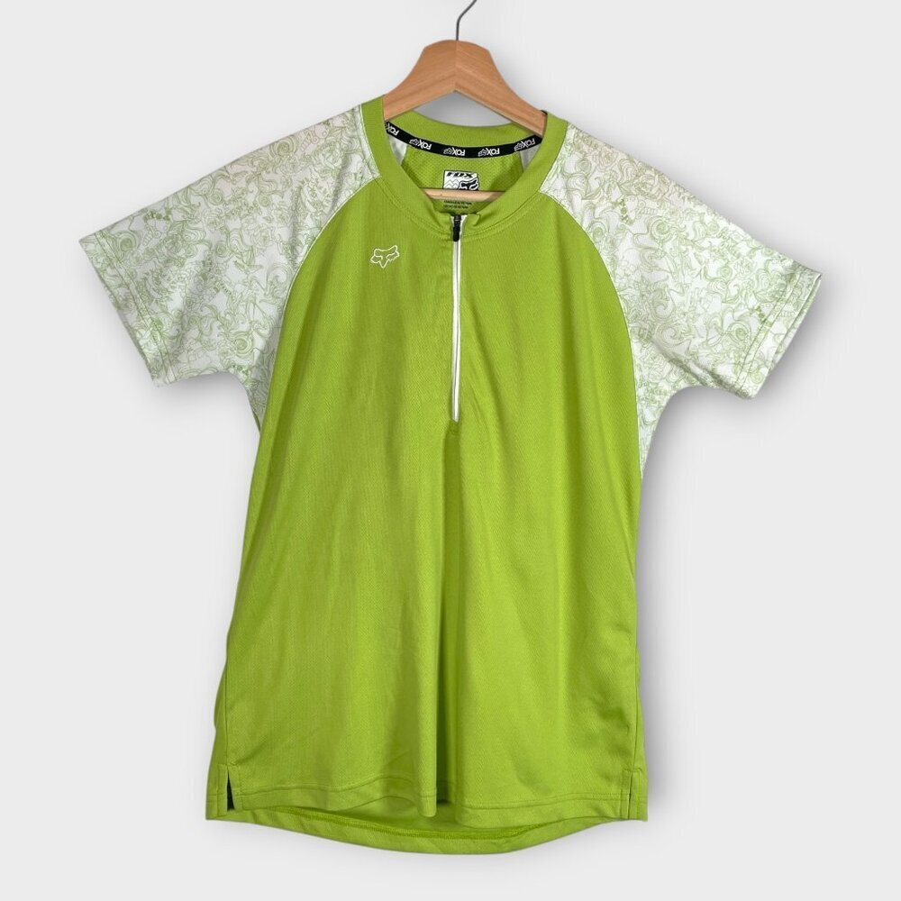 FOX Racing Jersey Woman's XL Green Breathable Back Pocket Cycling Performance